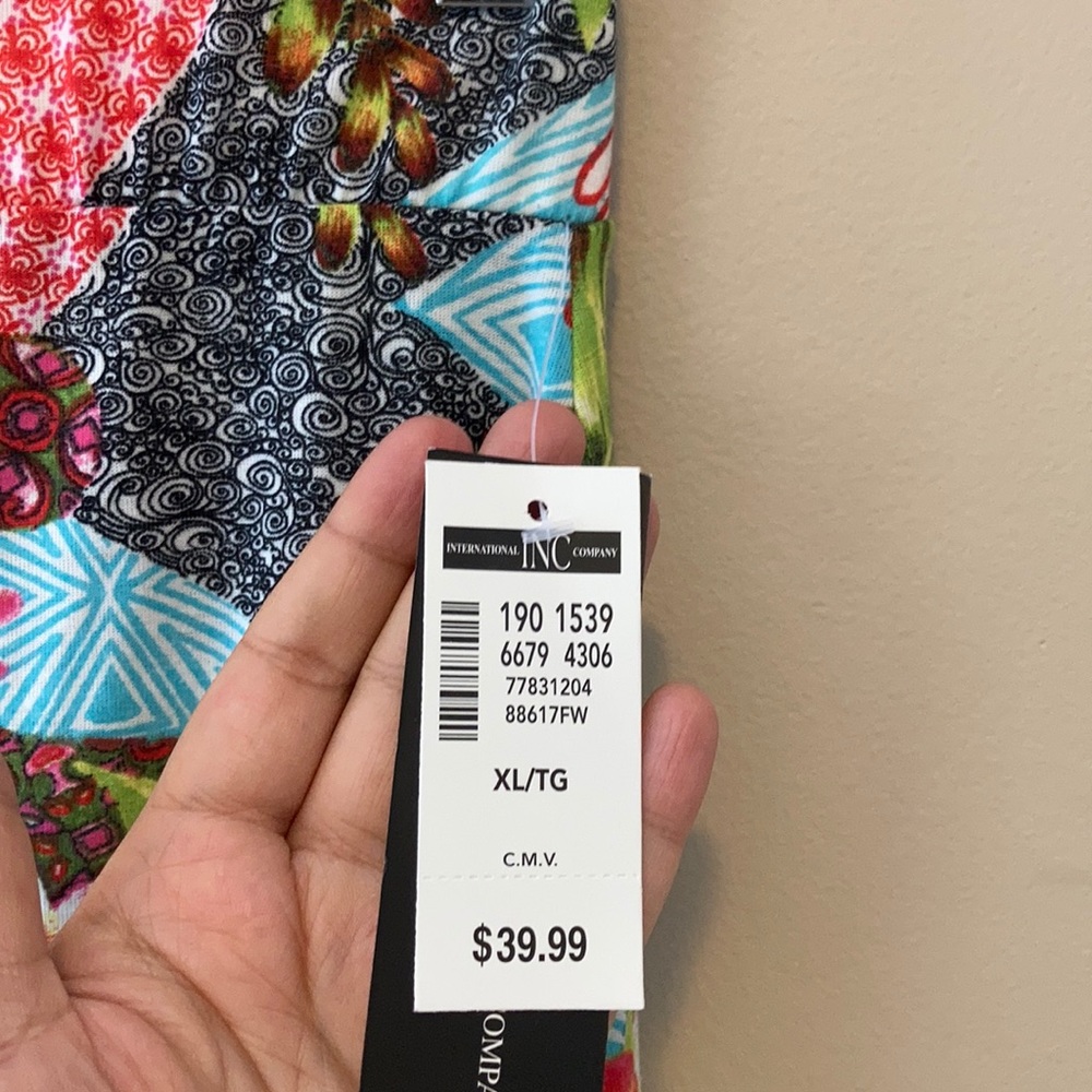 HP!💎 INC., NWT Skirt, Tropical Print, Palm Leaves, Midi, Hi-Lo, Jersey, Size XL - Picture 6 of 11